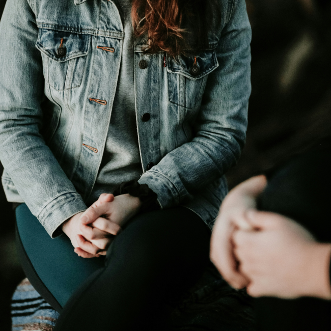 Student speaking with someone