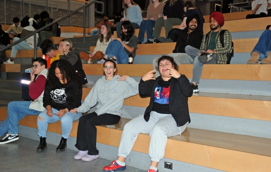Students in the crowd pose for the camera