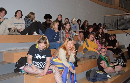 A crowd of students in the SLC