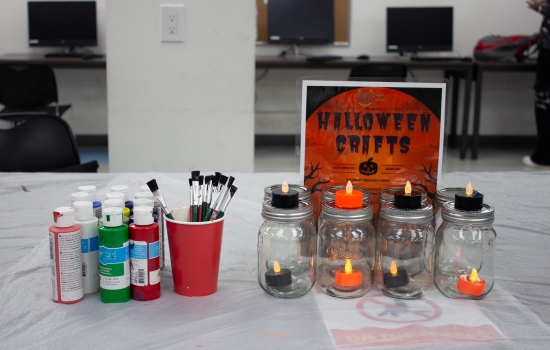 Paint and supplies for the jar painting event
