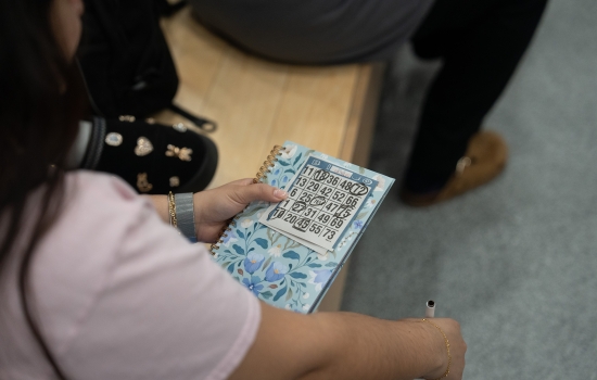 A close up of a student's bingo card