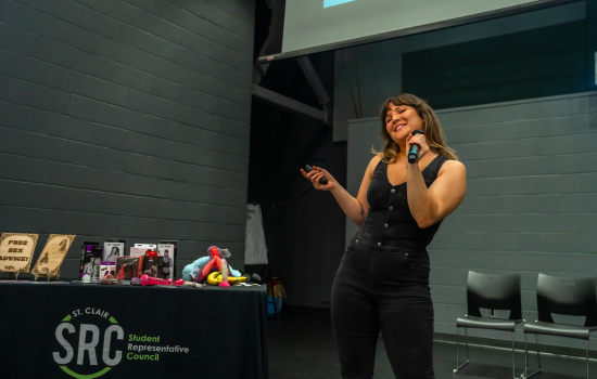 Sabrina addresses the crowd