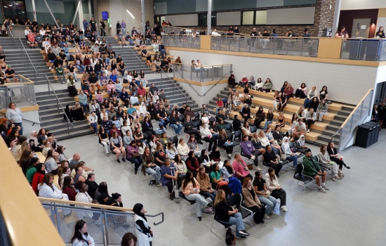 Students fill the SLC for an Orientation Welcome Session