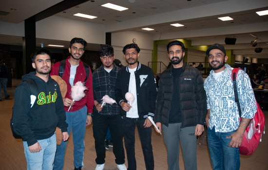 A group of students attending the event