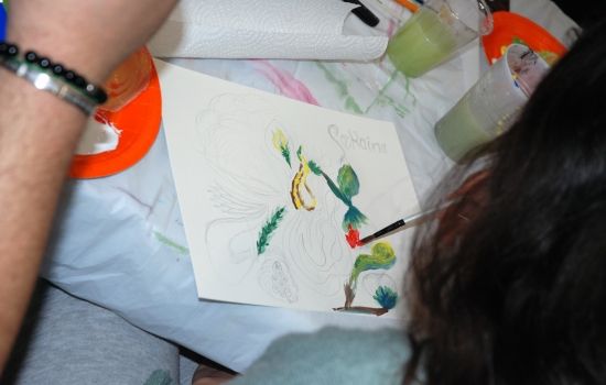 A student begining a painting