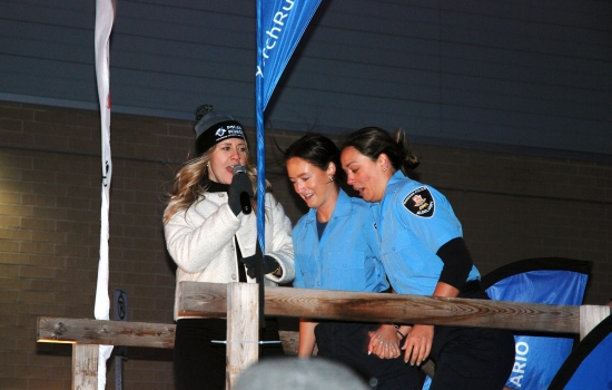 Two plungers prepare to jump into the icy waters