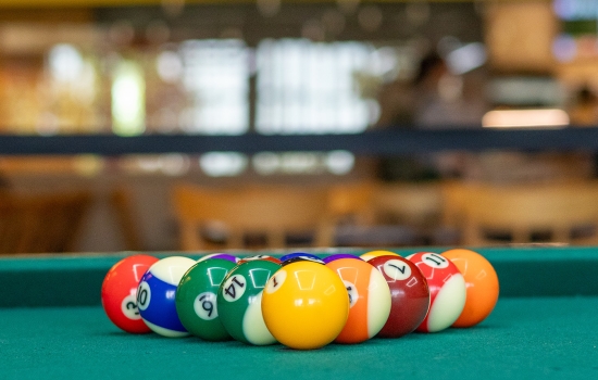 Pool balls set up on the table