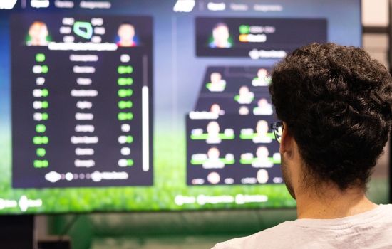A student plays FIFA in the Nexus