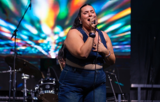 Nicolina performs on stage