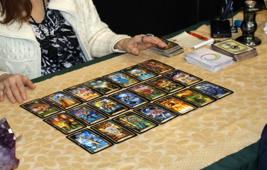 A tarot spread on the table