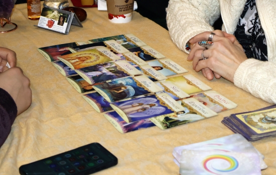 a tarot spread on the table 