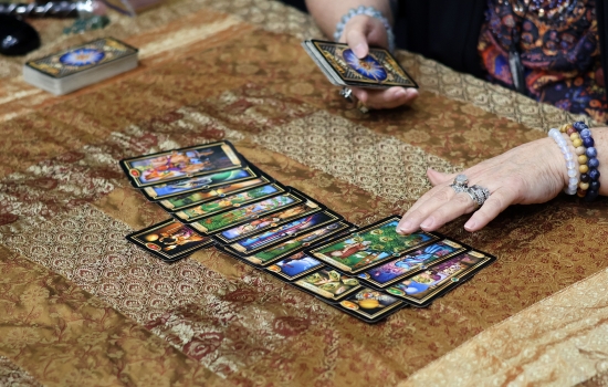 A tarot spread on the table