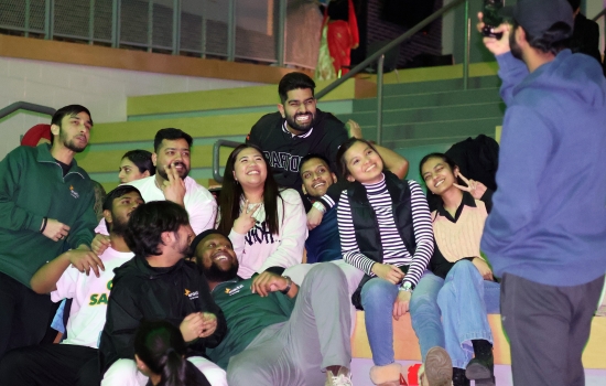 A group of students pose for a photo