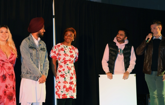 Rishi and the other judges take the stage to announce the winners