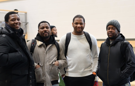 Four students enjoy the event in the SLC