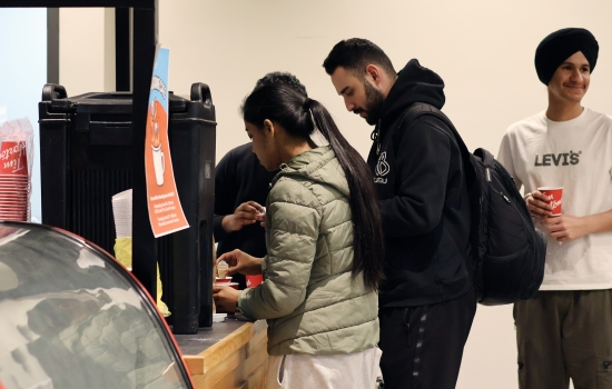 Students gather at the Grab N' Go for free Tim Horton's coffee