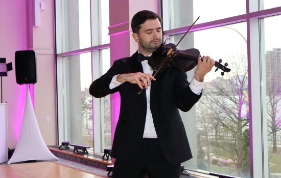 A violinist performs at the ball