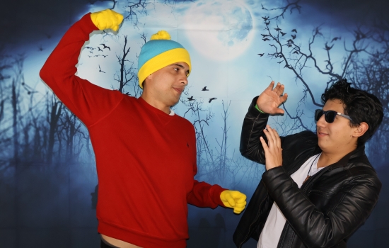 student pretending to punch 