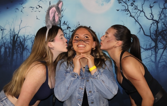 3 students in costume