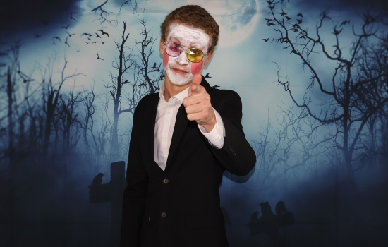 student with painted face