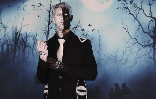 a student in costume - spooky