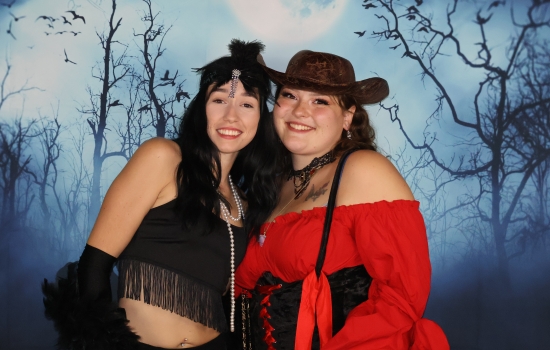 two students in costume