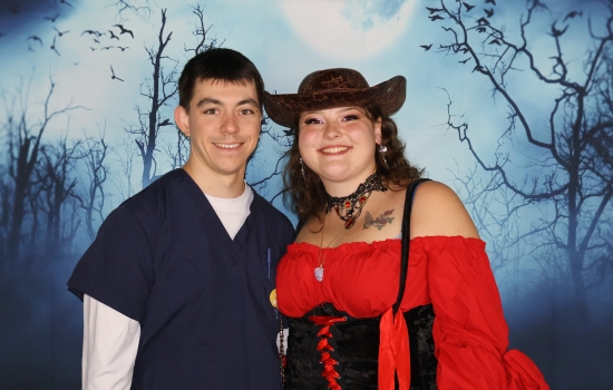 two students in costume