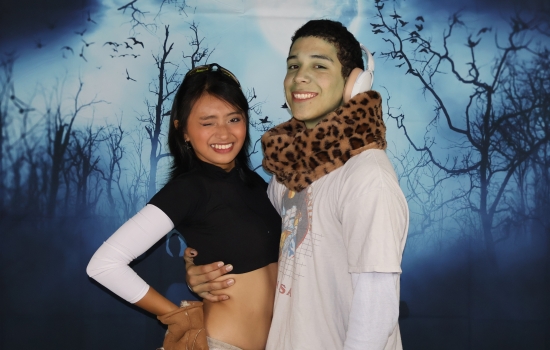 two students in costume