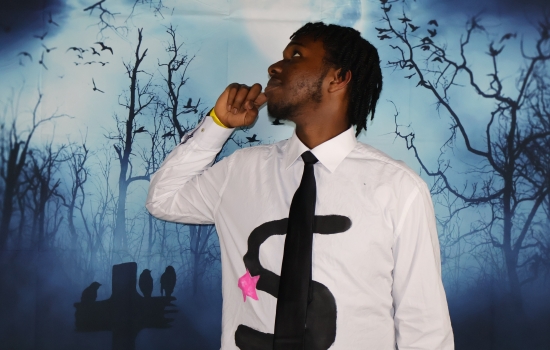 a student in costume