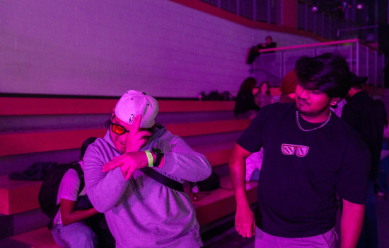 Students strike a pose in the SLC