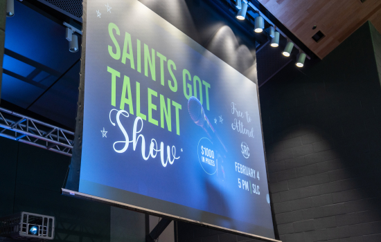 Saints Got Talent image projected onto the screen
