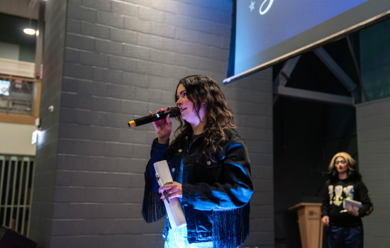 A judge announces the winners