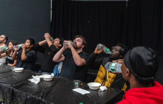 All the contestants chug bottles of Sprite