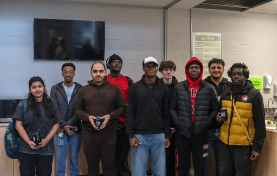 Winning contestants pose with their tumblers