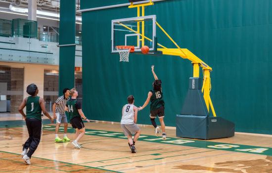Basketball game in action, Team SRC makes a shot