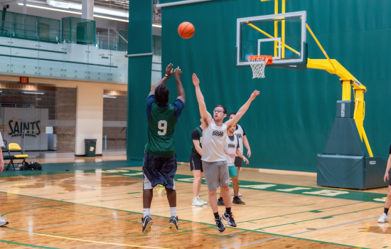 Team SRC makes a shot and SSAA attempts to block it