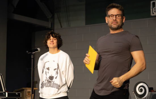 Eric Leclerc and a student volunteer