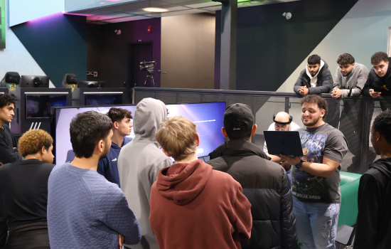 Nexus filled with students waiting for the tournament to begin