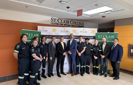 Minister Quinn MPP Dowie and St. Clair Paramedic Students