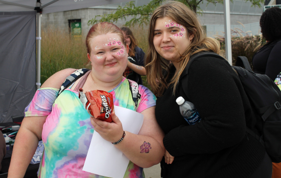 Students enjoying a walking taco