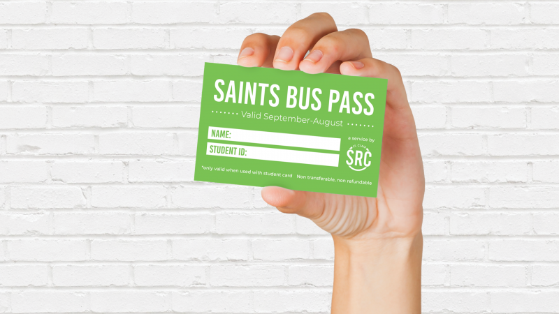 Hand Holding Saints Bus Pass 